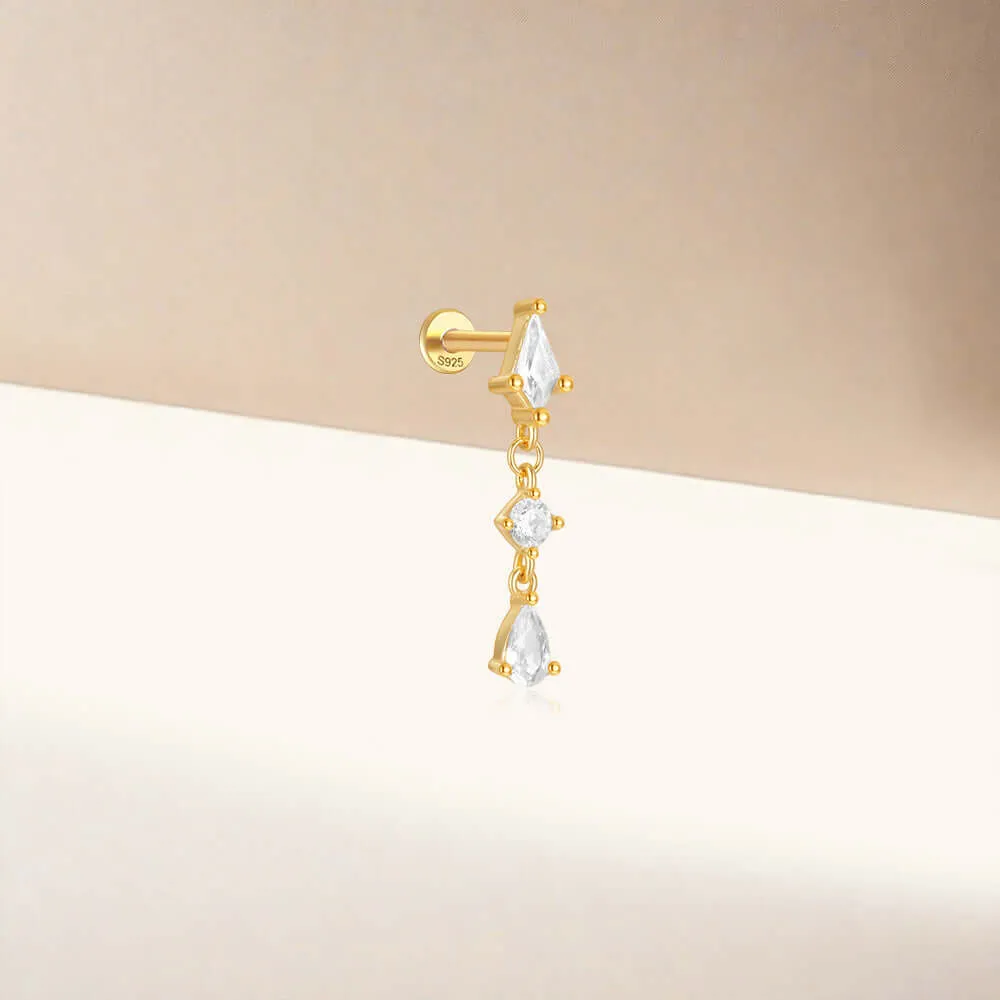 925 Silver Various Shapes CZ Diamond Flat Back Earrings