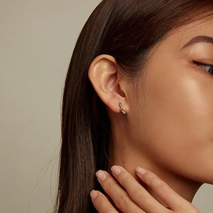 Amazing Pure S925 Silver Snake Earrings