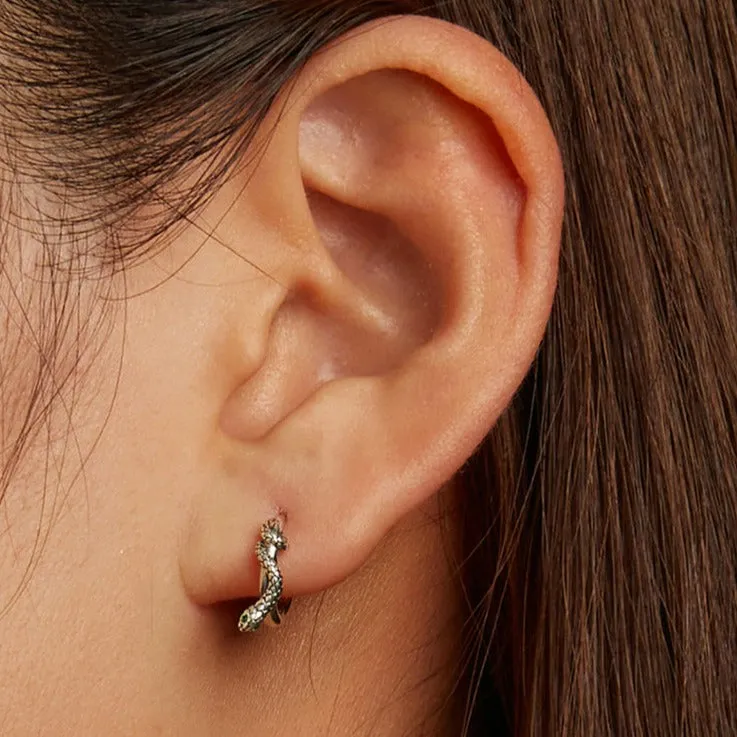 Amazing Pure S925 Silver Snake Earrings