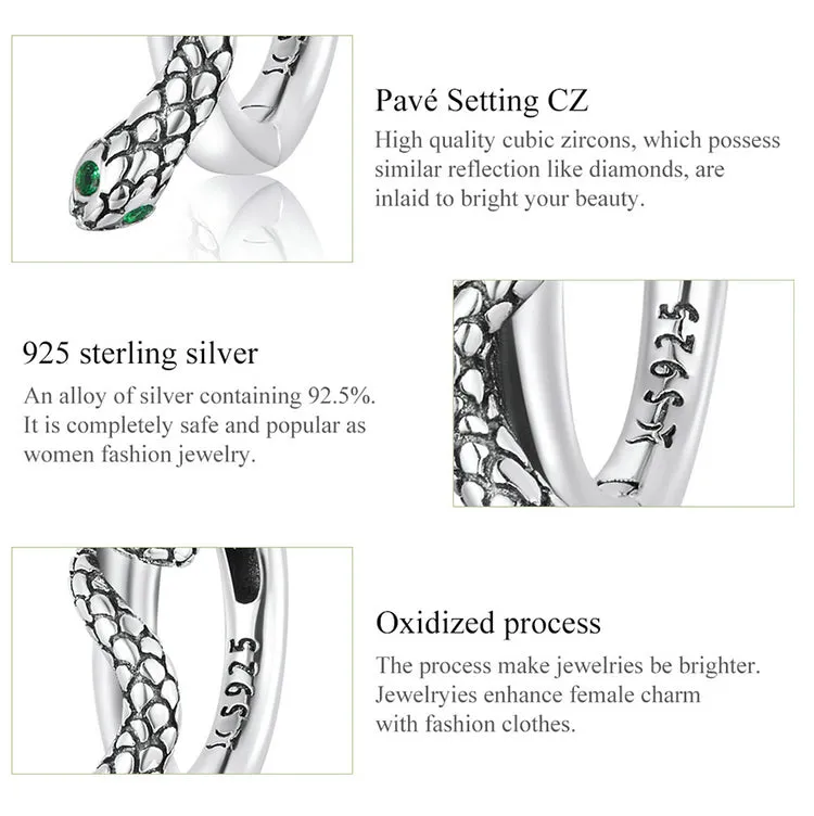 Amazing Pure S925 Silver Snake Earrings