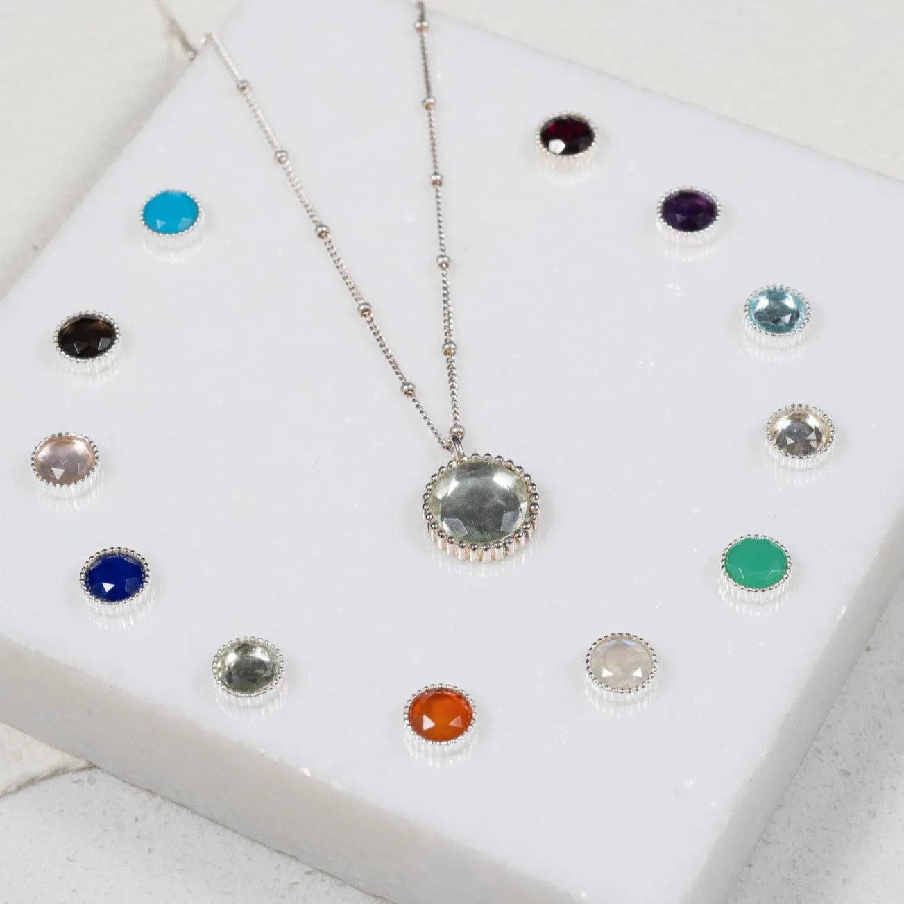 Barcelona Silver Birthstone Necklace