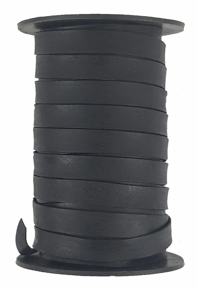 Black Flat Decorative leather cord 10 mm x 2 mm