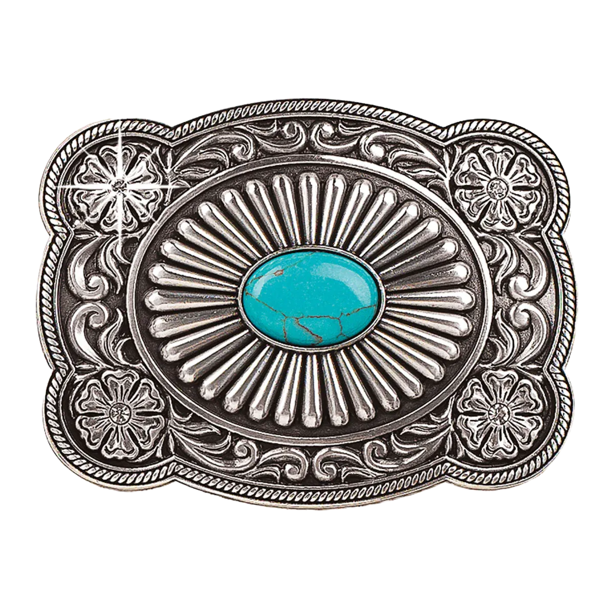 Blazin' Roxx Silver w/ Turquoise Stone Belt Buckle