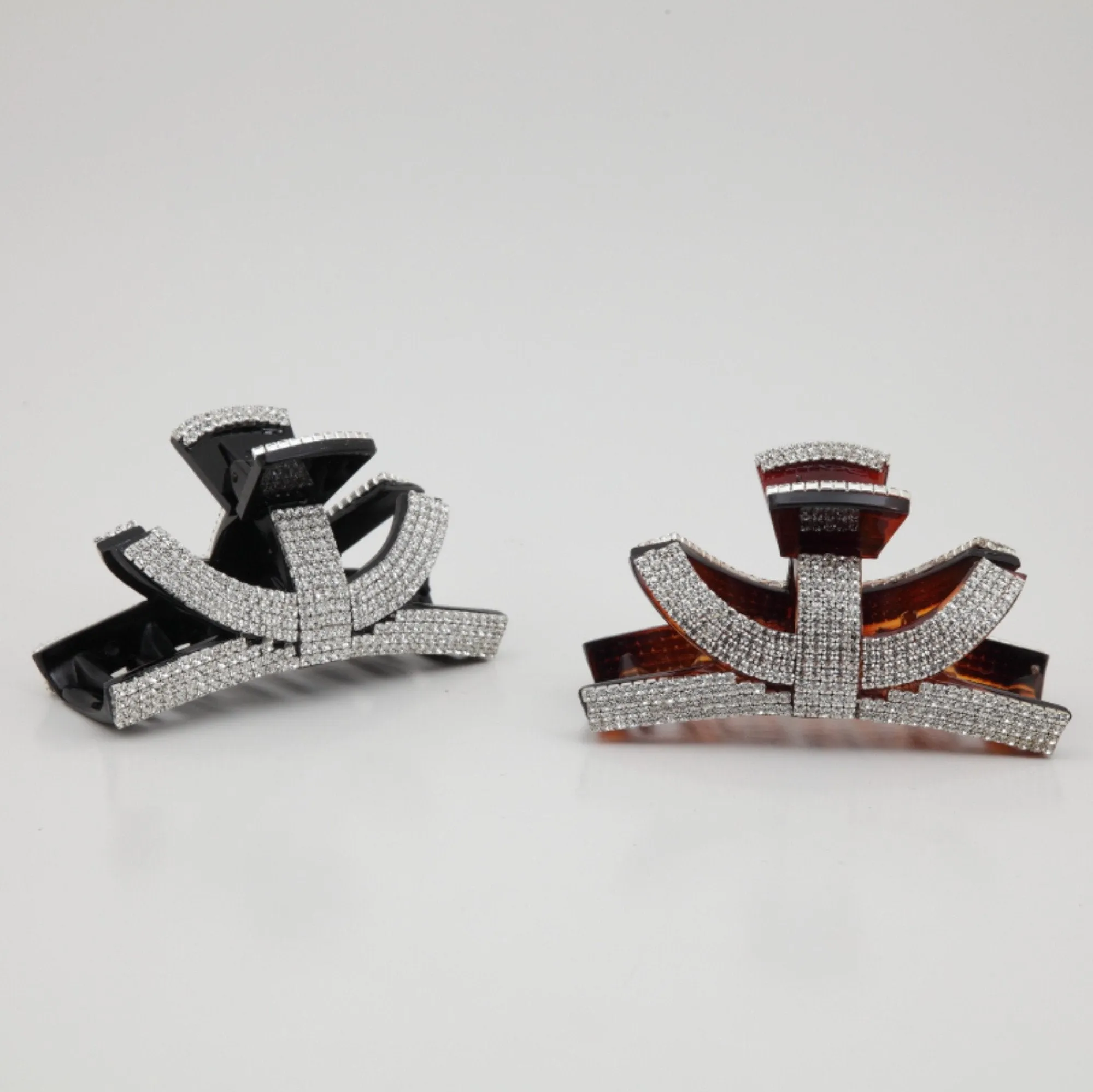 Curve Straight Neptune Symbol Cubic Decorative hair claw -Rhinestone series-15