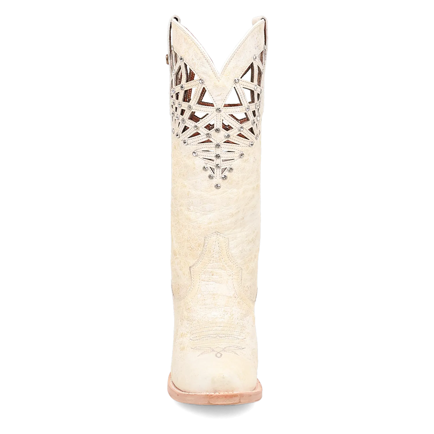 Dan Post Ladies Bone Miley Snip Toe Boots with Cutout & Crystal Embellished Tops