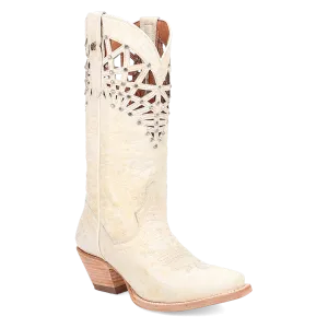 Dan Post Ladies Bone Miley Snip Toe Boots with Cutout & Crystal Embellished Tops