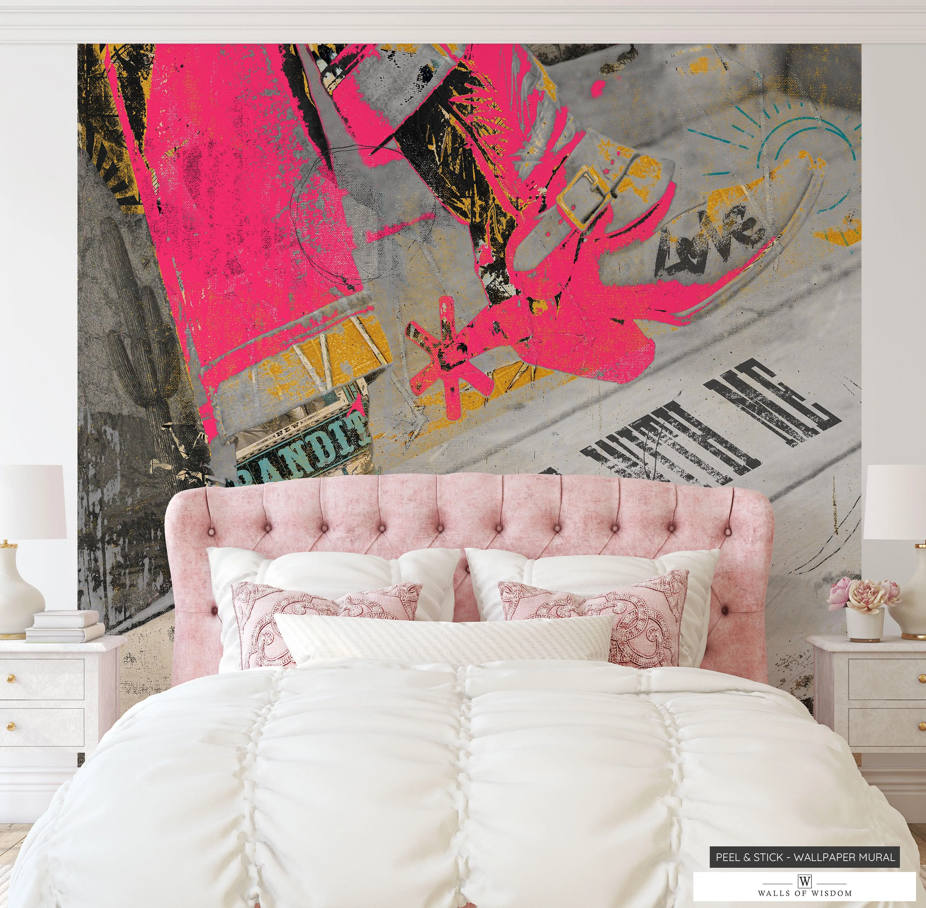 Dance with Me Cowgirl Mural: Modern Western Photo Art in Bold Colors
