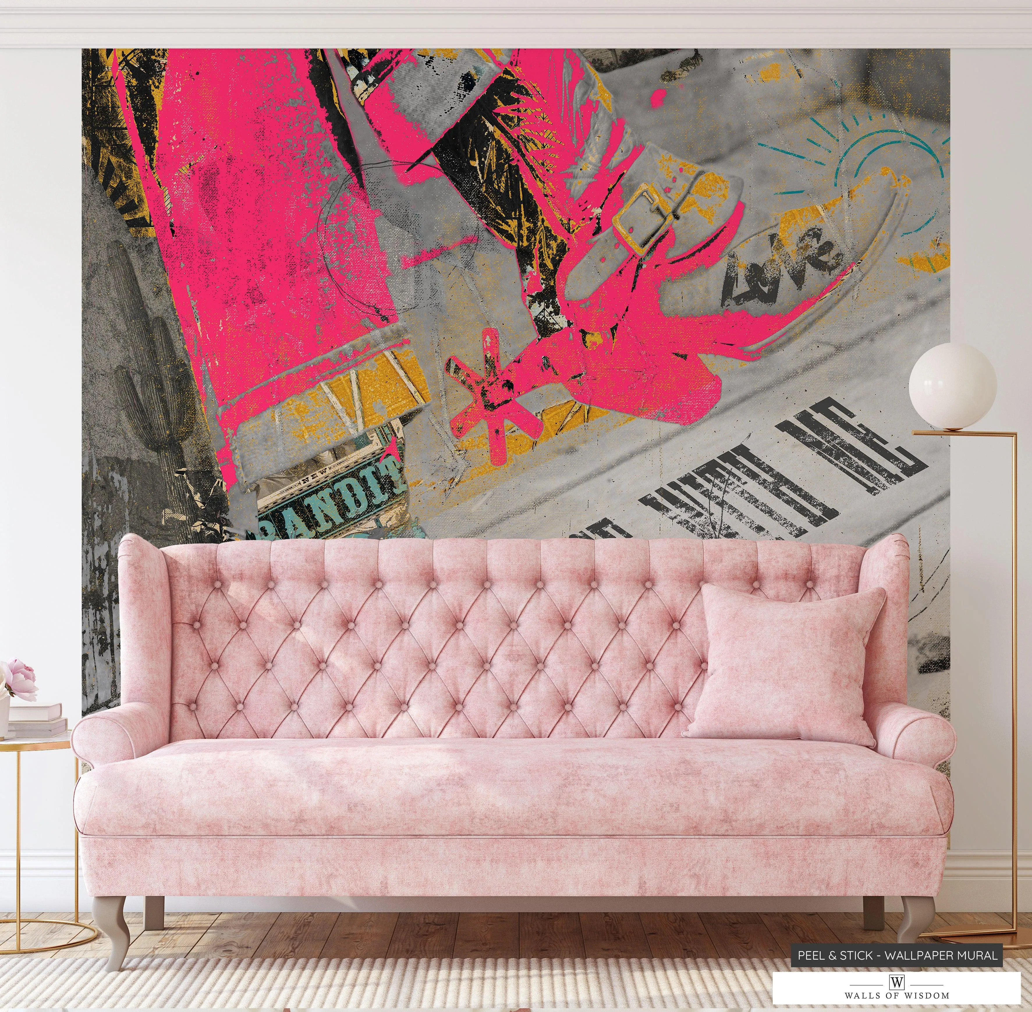 Dance with Me Cowgirl Mural: Modern Western Photo Art in Bold Colors