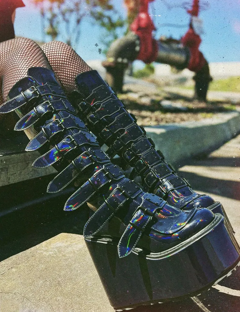 DEMONIA SWING-815 - BLACK HOLO PATENT ✰ PRE ORDER ✰