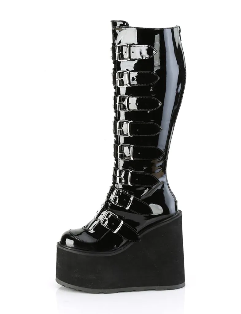 DEMONIA SWING-815WC - BLACK PATENT - WIDE CALF ✰ PRE ORDER ✰
