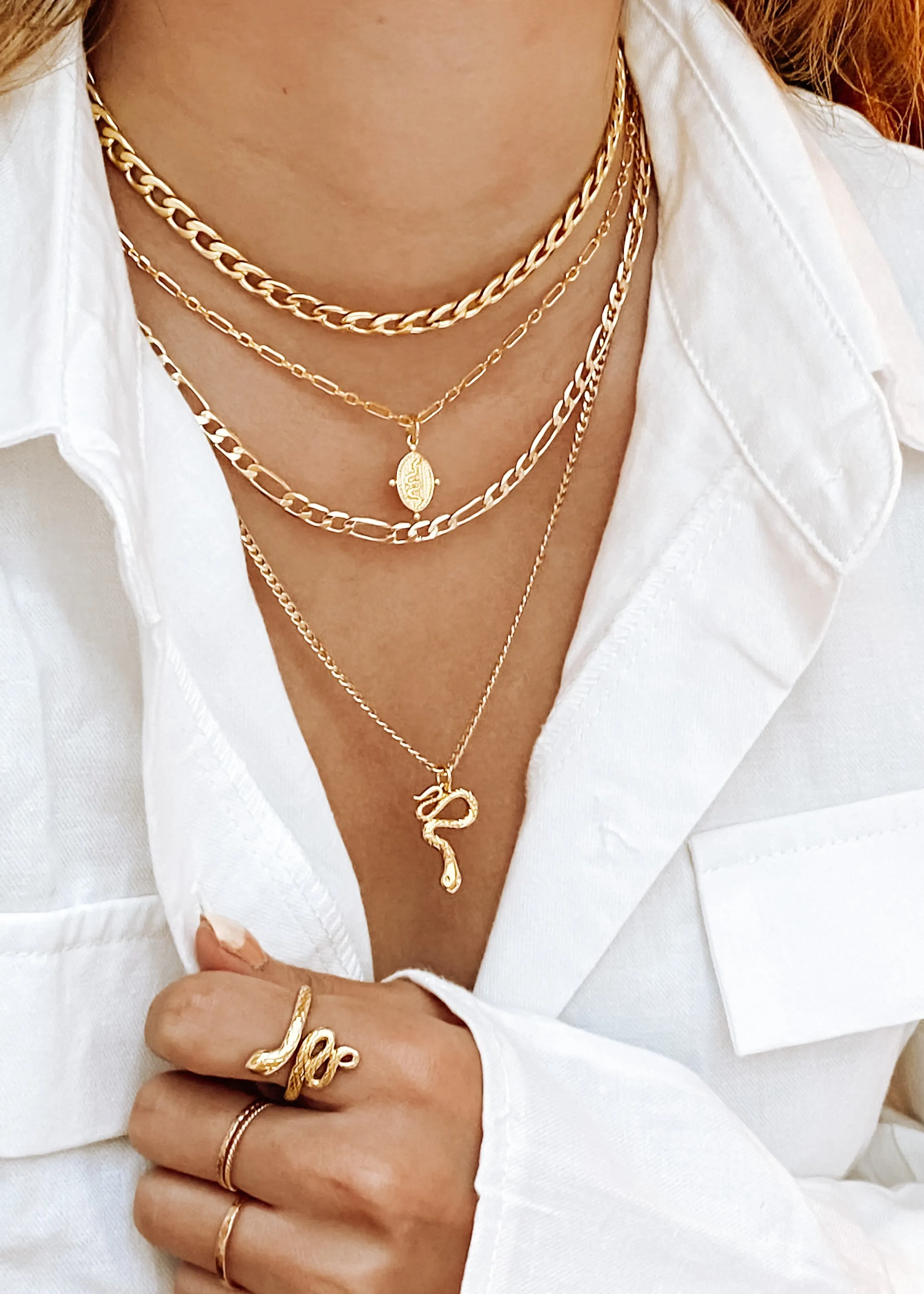Everlasting Energy Snake Necklace - Gold Filled