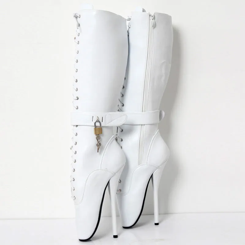Faux Leather 18cm High Heel Knee High Ballet Boots
