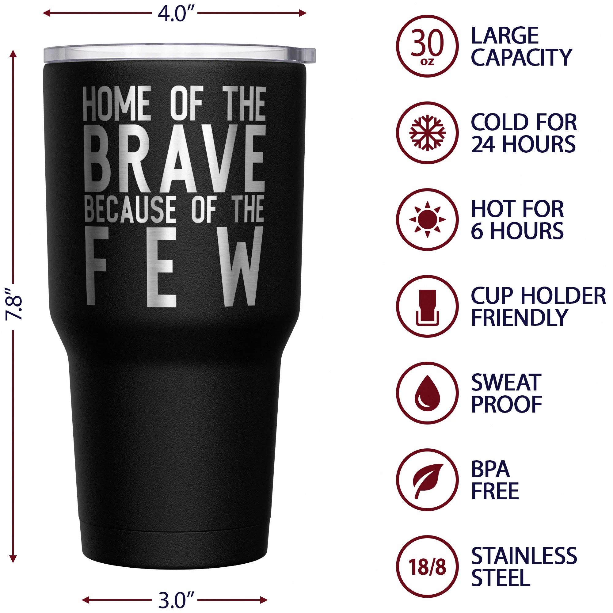Home of the Brave   American Flag Stainless Steel Tumbler