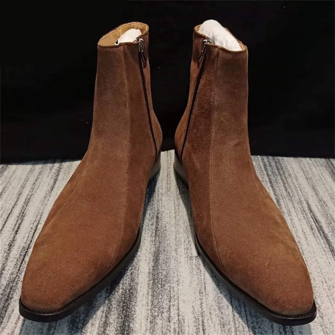 LeatherLuxe Genuine Ankle Boots with Pointed Toe 1