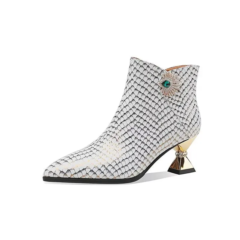 LuxeLeather Exotic Pointed Toe High Heeled Boots