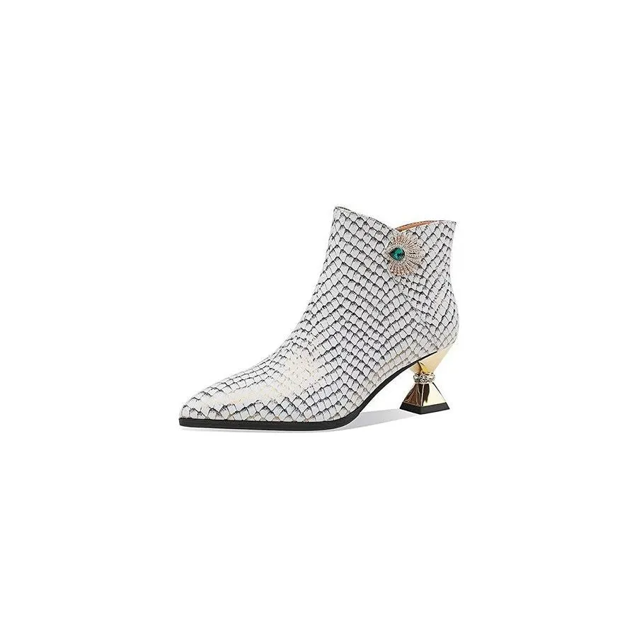 LuxeLeather Exotic Pointed Toe High Heeled Boots