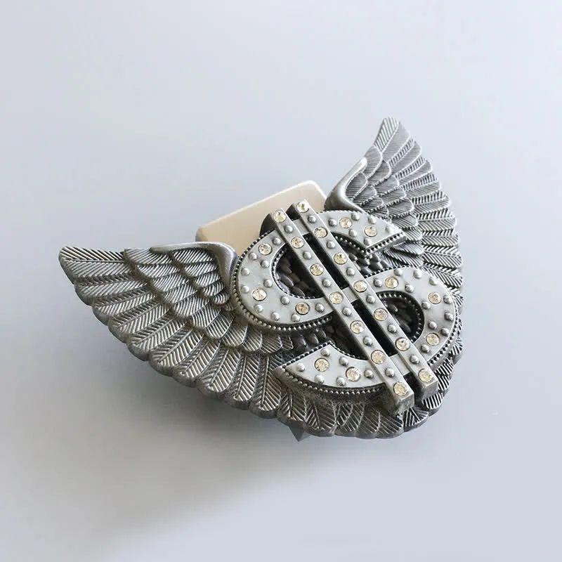 Men's DIY Wings Dollar Sign Leather Belt with Hidden Lighter