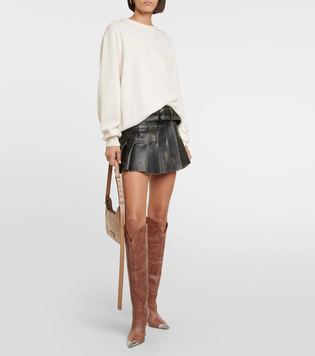 Nadia knee-high leather boots Paris Texas, brown
