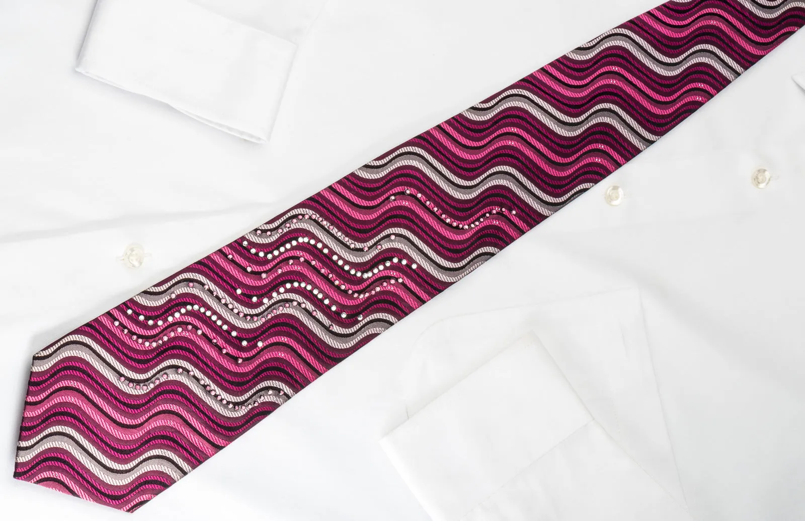 Paco Rabanne Rhinestone Tie Silver Pink Waves With Sparkles