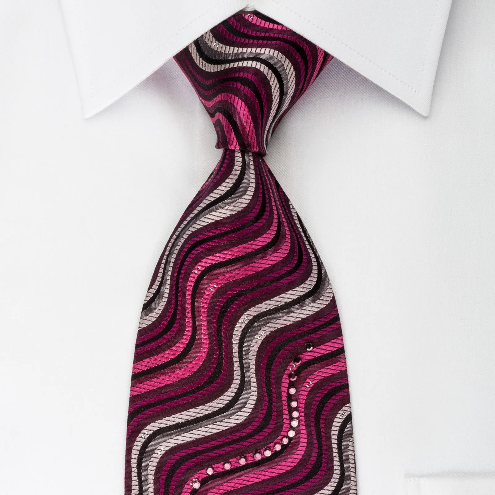 Paco Rabanne Rhinestone Tie Silver Pink Waves With Sparkles
