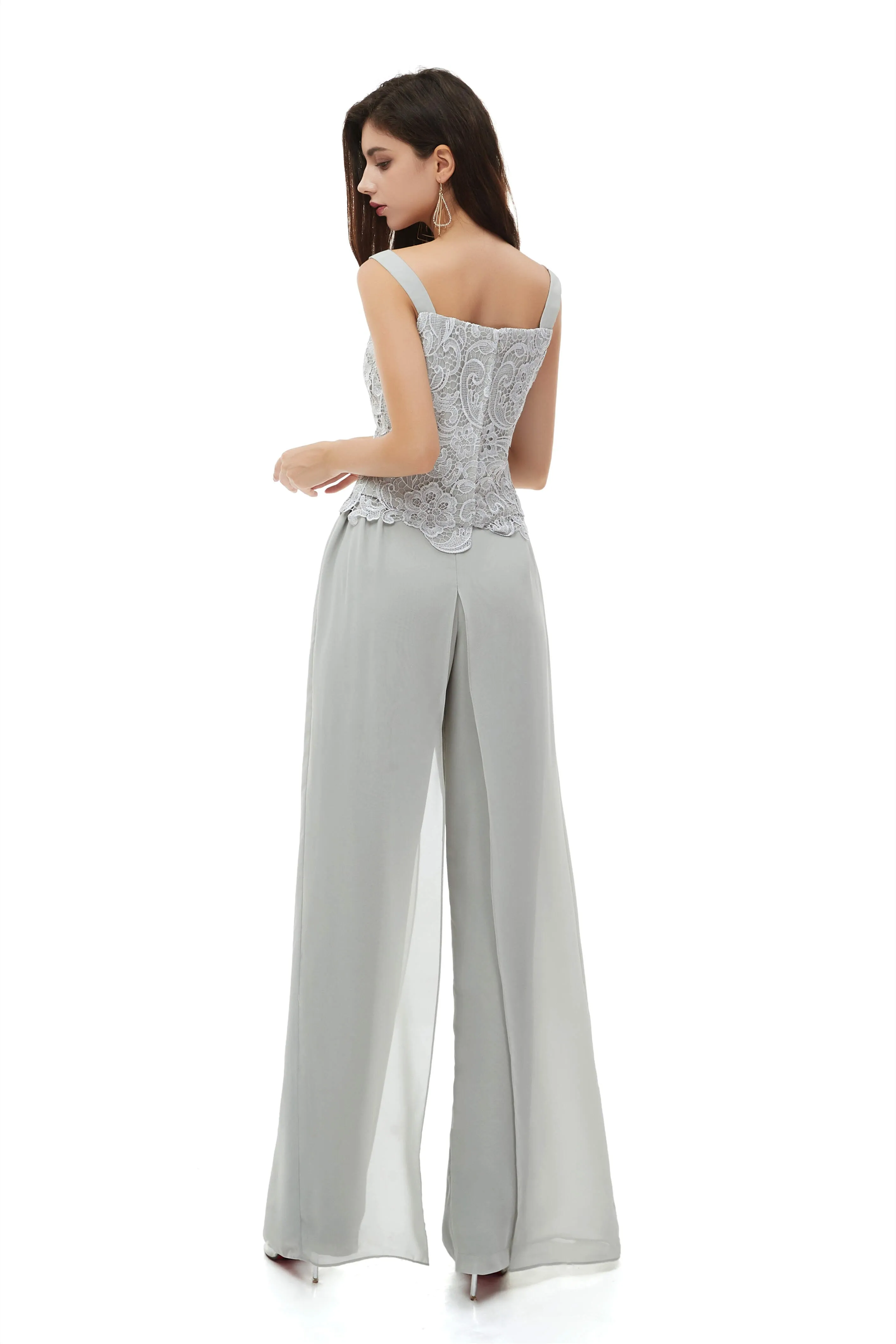 Pant Suits Lace Bateau Neckline Long Sleeves Mother Of The Bride Dresses