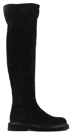 Paul Warmer Amina Black Suede Knee-High Boots for Women