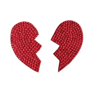 Rhinestone Broken Heart Reusable Pastie Red O/S