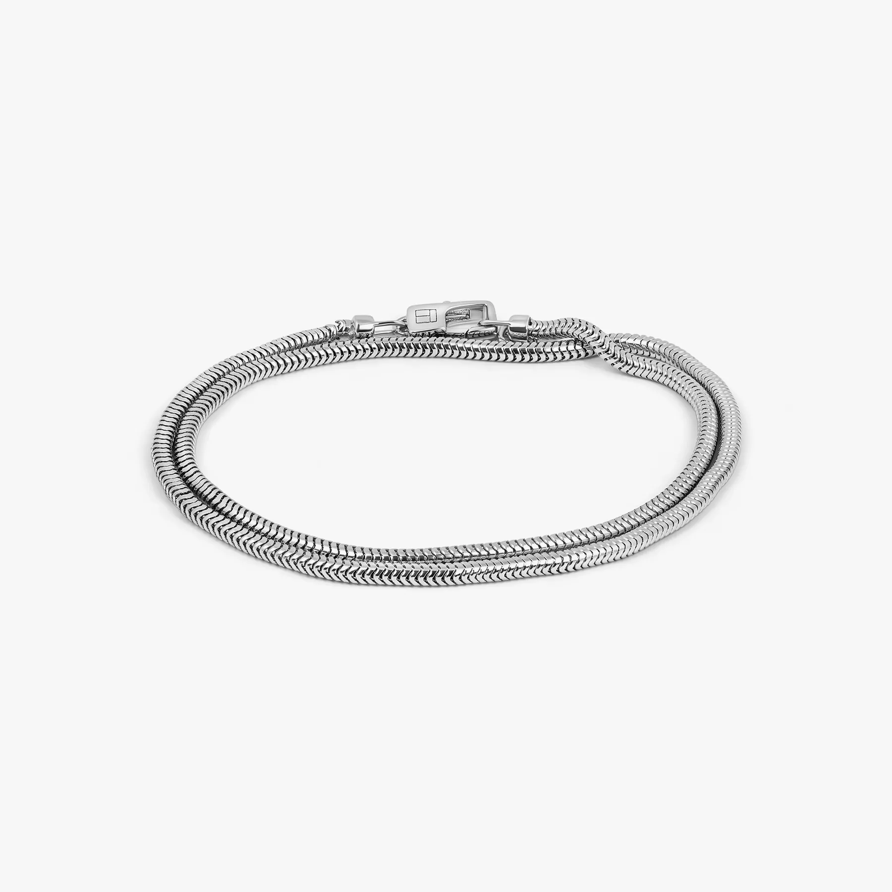 Serpente Chain Bracelet In Rhodium Plated Silver- 2.4MM