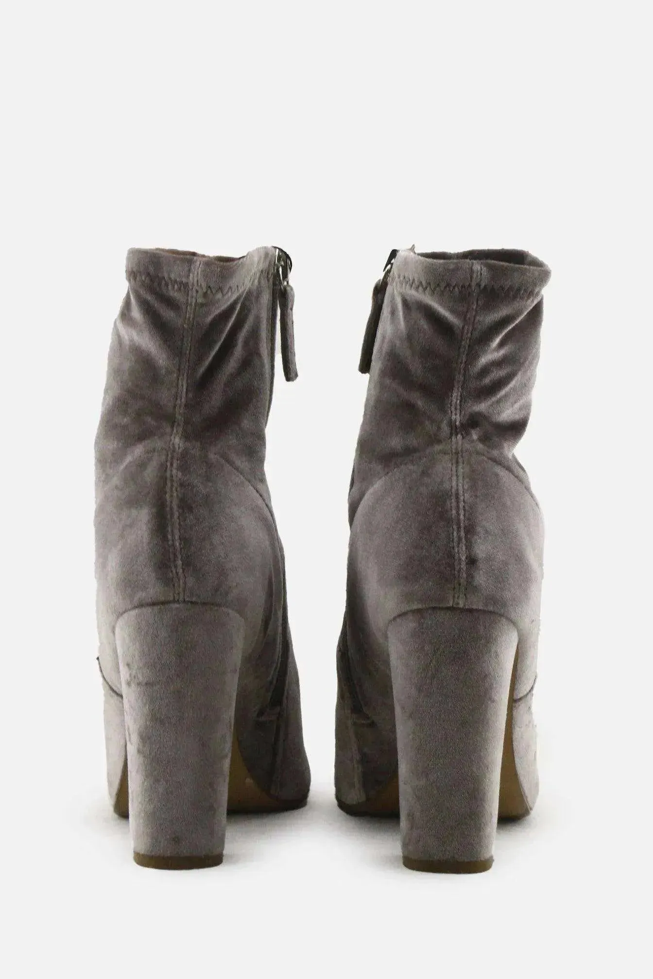 Steve Madden Zipper Block Heels Sock Boots | Suede