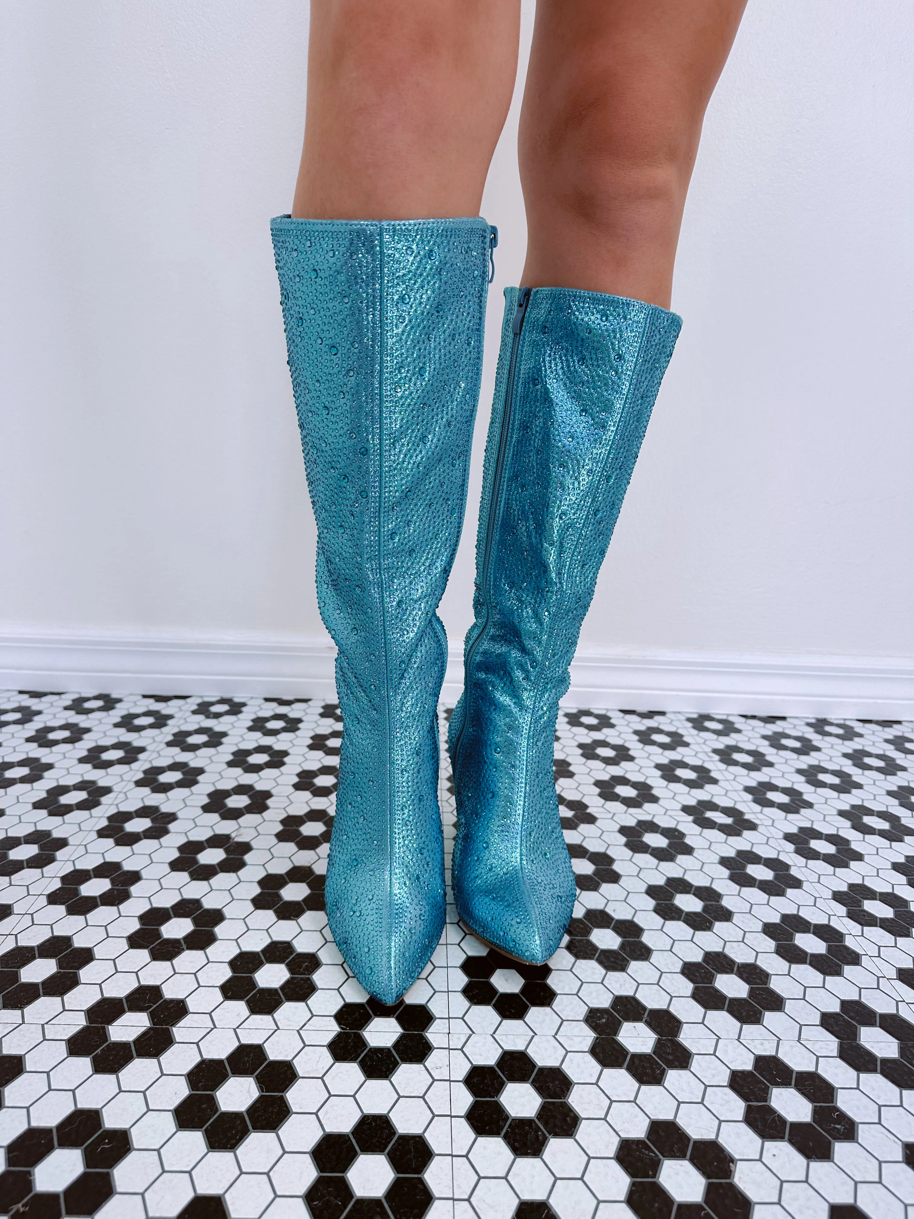 Strut Your Stuff Rhinestone Knee High Boots- 3 Colors