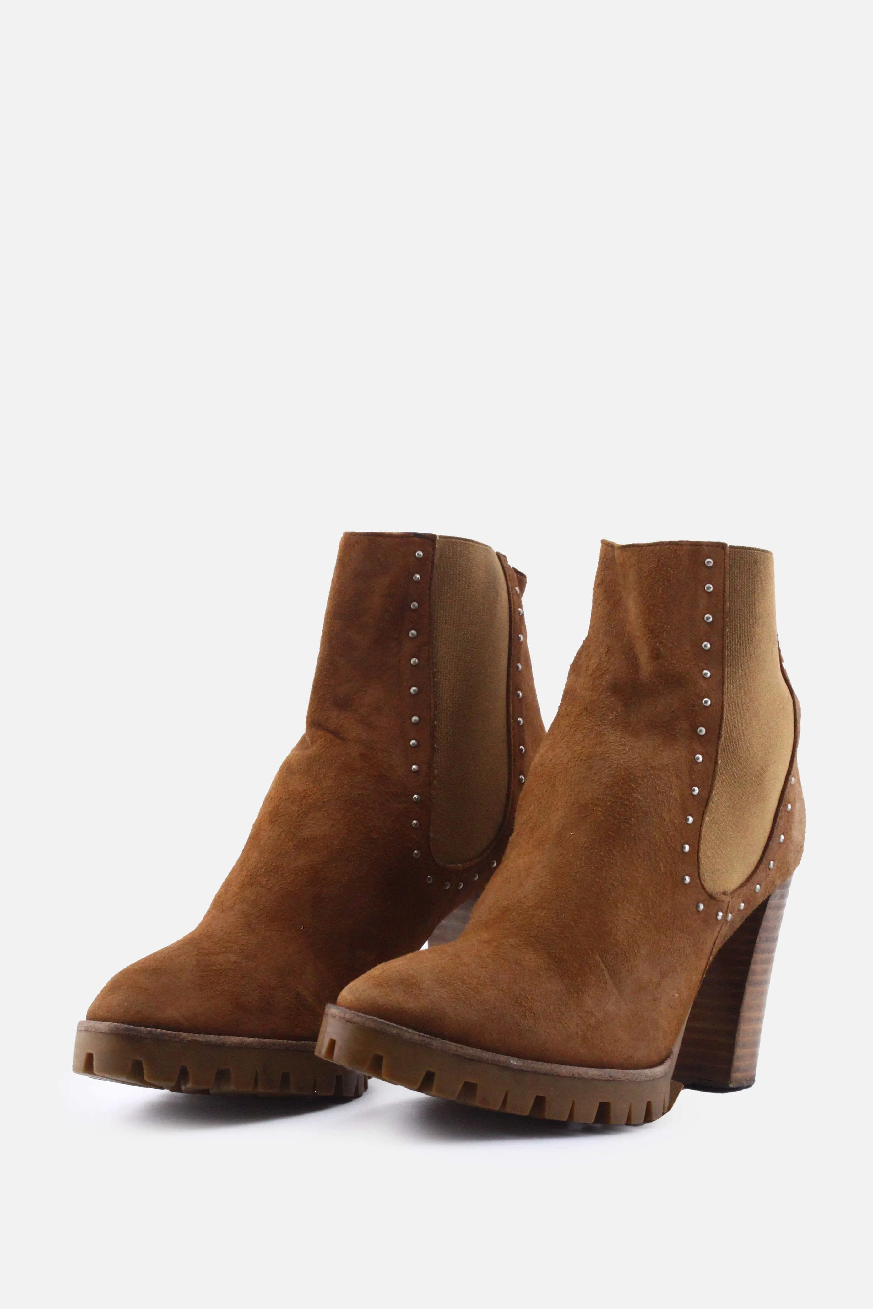The Kooples Stretchable Block Ankle Boots | Suede