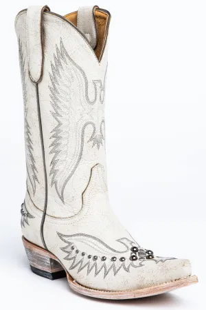 Trouble White Western Boots - Snip Toe